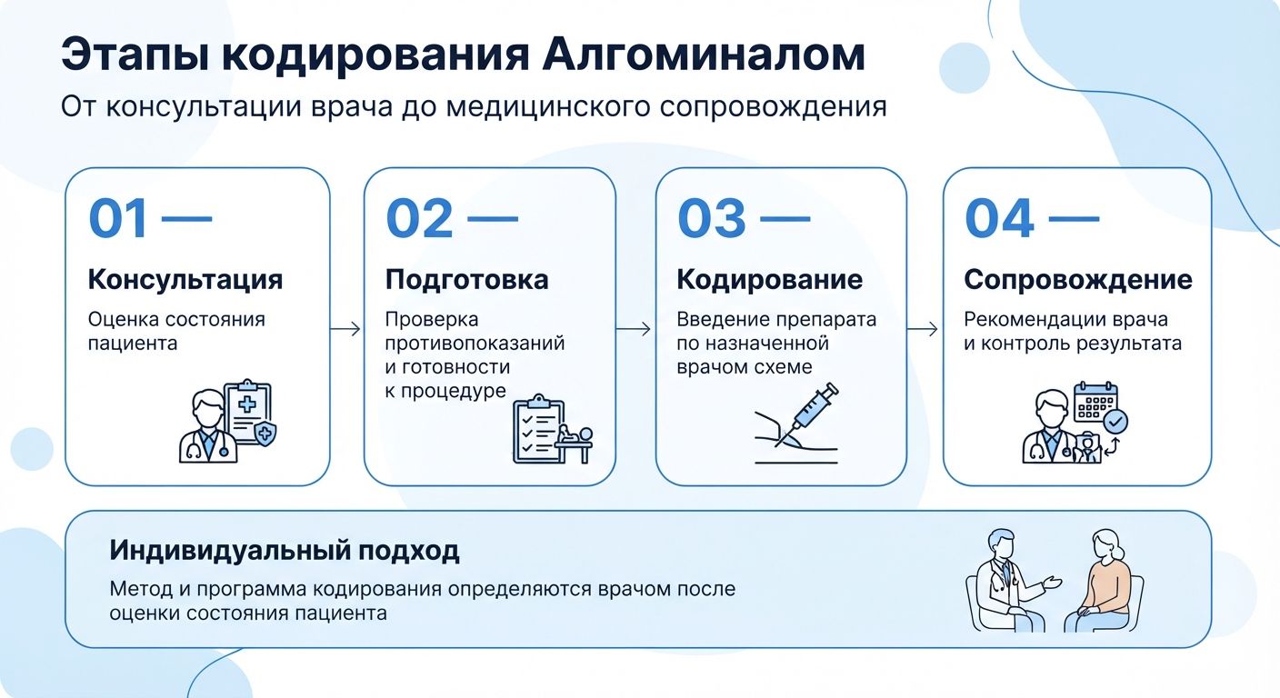 Кодирование препаратом «Алгоминал» в Краснослободске инфографика